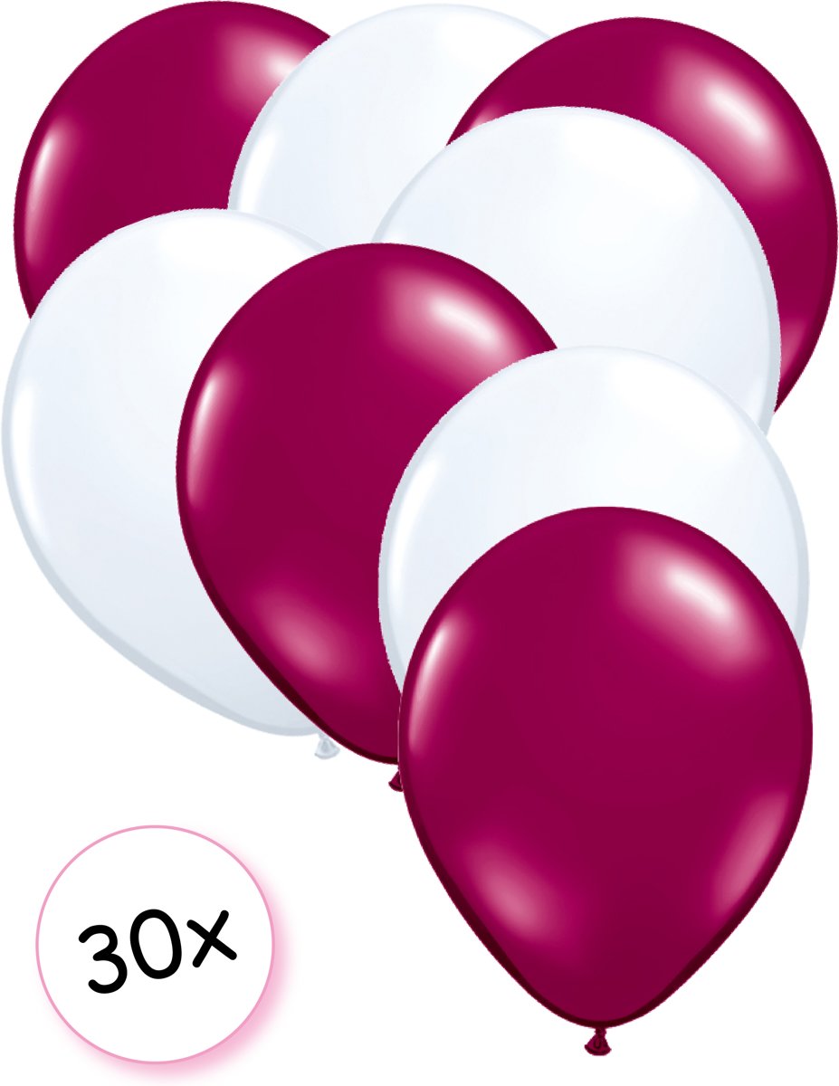 Ballonnen Fuchsia & Wit 30 stuks 27 cm